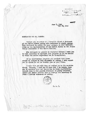 Memorandum from President Harry S. Truman to Bernard Baruch