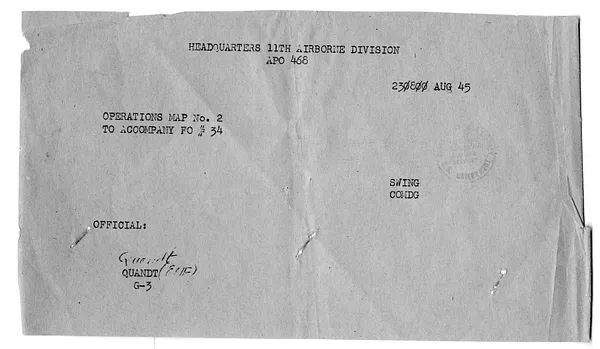 Memorandum, Eleventh Airborne Division