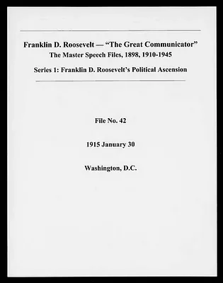 Washington, D.C. (Speech File 42) of January 30, 1915