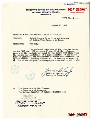 Memorandum from James S. Lay, Jr. to the National Security Council with Attachment