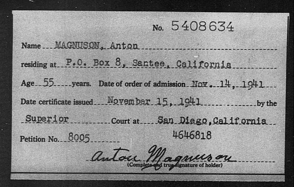 Magnuson, Anton - 1941