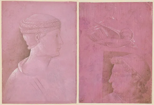 Bust of a Woman (recto); Head of a Man, Two Studies of a Woman's Profile, and a Study of An Angel (verso)