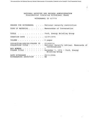 December 7, 1974 - Ford, Energy Briefing Group