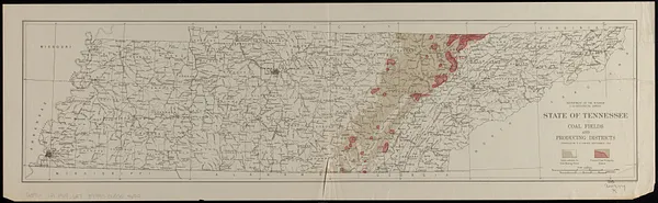 State of Tennessee coal fields and producing districts