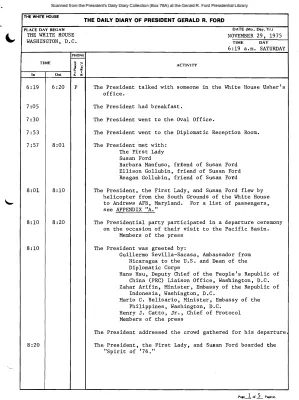 President Gerald R. Ford's Daily Diary, November 29, 1975