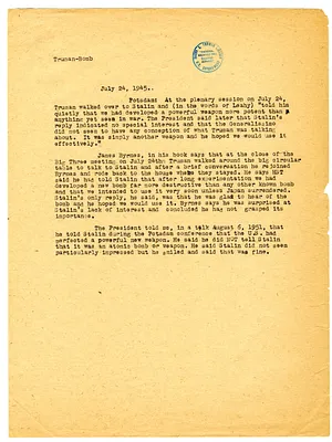 Memorandum Regarding Events of July 24, 1945