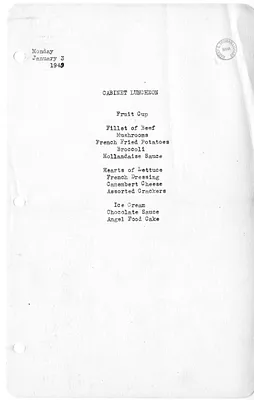 White House Luncheon Menu