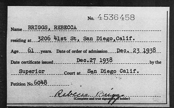 Briggs, Rebecca - 1938
