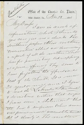 Letter from Eliab Wilkinson Capron, Office of the Chester Co. Times, West Chester, Pa, to William Lloyd Garrison, Nov. 28, 1860