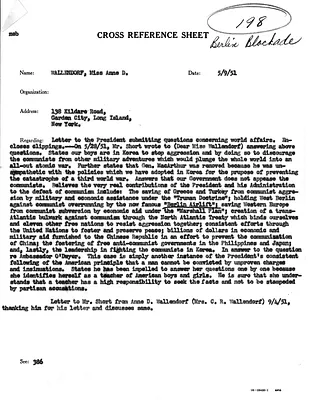 Cross Reference Memorandum