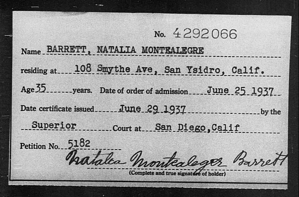 Barrett, Matalia Montealegre - 1937