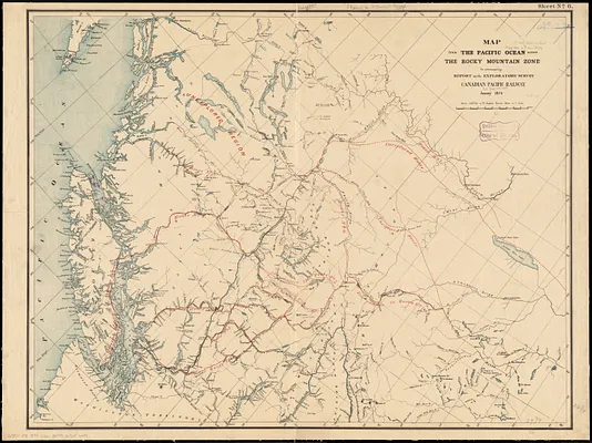 Map from the Pacific Ocean across the Rocky Mountain zone