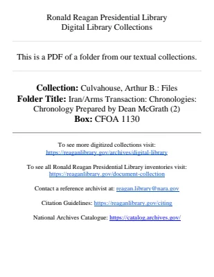 Iran/Arms Transaction: Chronologies: Chronology Prepared by Dean McGrath (2)
