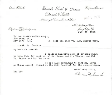 Letters Received to Mr. Barker, July 31, 1930