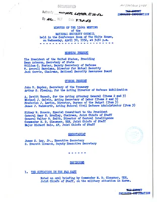 Minutes of the One Hundred Sixteenth Meeting of the National Security Council
