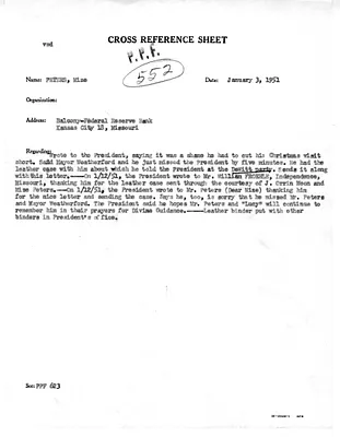 Cross Reference Memorandum
