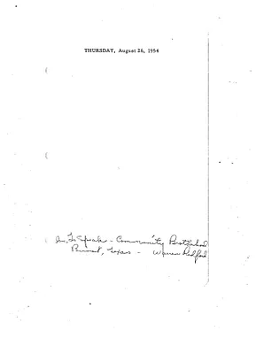 Lyndon Johnson's 1954 Desk Diary I, beginning 8/26/1954