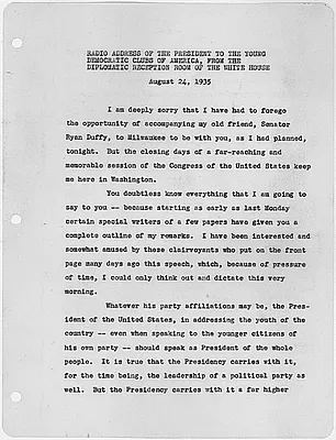 Radio Address To The Young Democratic Clbs Of America, From The Diplomatic Reception Room Of The White House