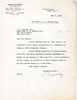 Letters Received to H.H. Barker, June 6, 1932