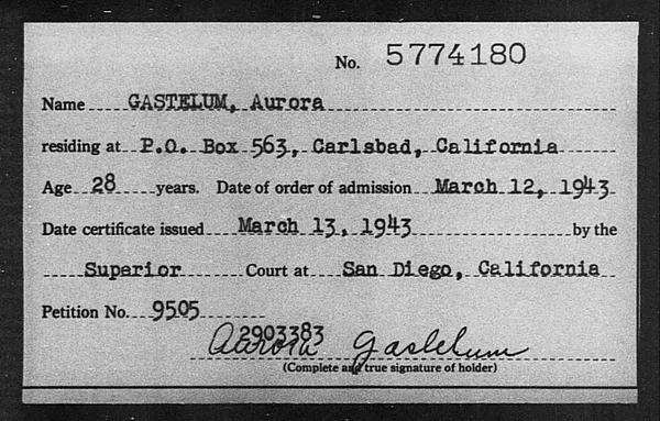 Gastelum, Aurora - 1943
