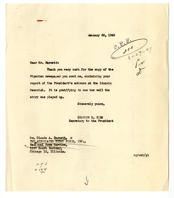 Correspondence Between Claude Bennett and Charles Ross with Attached Newspaper Clippings