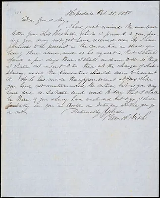 Letter from William Henry Fish, Hopedale, [Massachusetts], to Samuel May, 1851 Oct[ober] 28