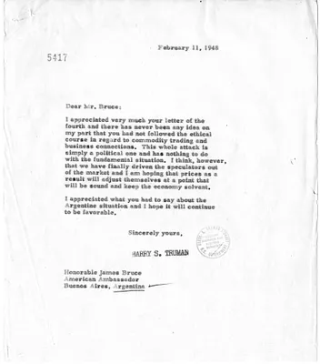 Correspondence Between President Harry S. Truman and Ambassador James Bruce