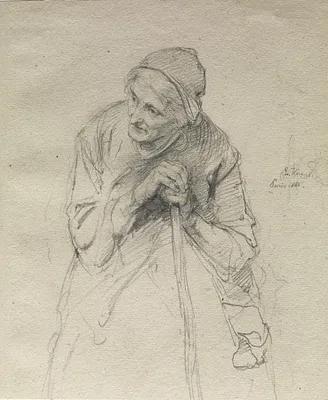 Old Woman Leaning on a Stick