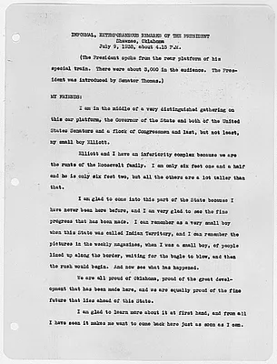 Informal Extemporaneous Remarks of the President at Shawnee, Oklahoma