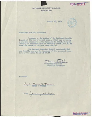 Memorandum from Sidney Souers to President Harry S. Truman