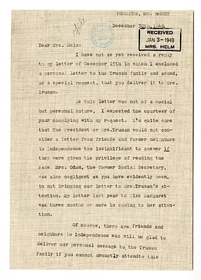 Letter from Mrs. Roland Pendleton to Edith Helm