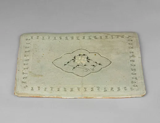 Plaque with Inlaid Peony and Chrysanthemum Design