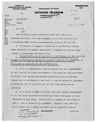 Telegram from Secretary of State Dean Acheson