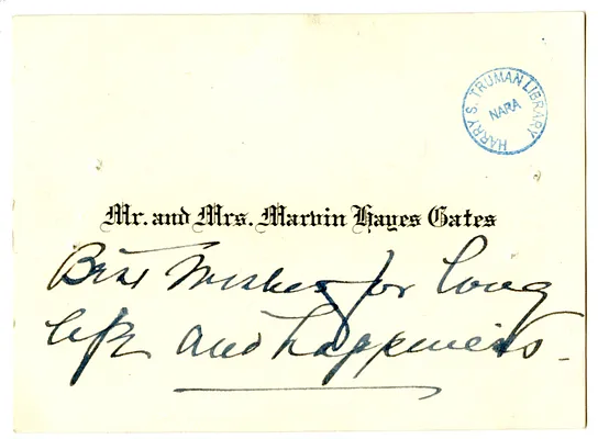 Wedding Gift Card from Mr. and Mrs. Marvin Gates