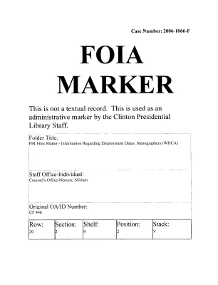 FBI Files Matter – Information Regarding Employment Dates: Stenographer