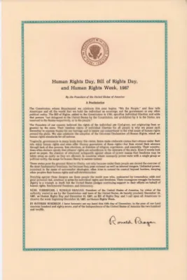 Human Rights Day Bill of Rights Day and Human Rights Week [1987]