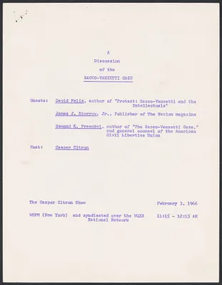 Herbert Brutus Ehrmann Papers, 1906-1970. Sacco-Vanzetti. David Felix: letters, notes, debate, HBE drafts. Box 12, Folder 5, Harvard Law School Library, Historical & Special Collections