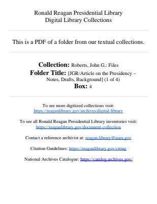 [JGR/Article on the Presidency - Notes, Drafts, Background] (1 of 4)