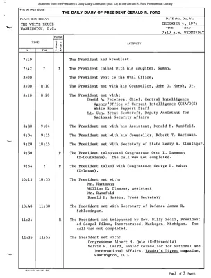 President Gerald R. Ford's Daily Diary, December 04, 1974