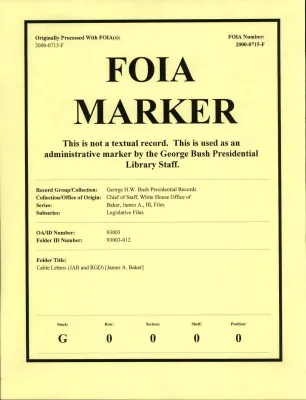 Cable Letters (JAB and RGD) [James A. Baker]
