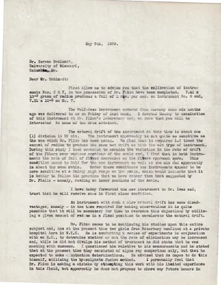 Letters Sent to Dr. Herman Schlundt, May 8, 1929