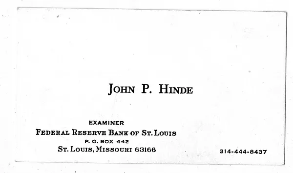 Business Card for John P. Hinde