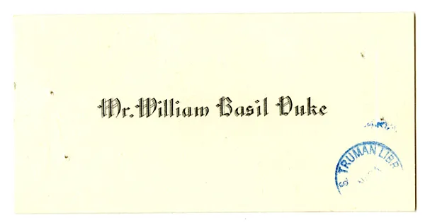 Wedding Gift Card from William B. Duke
