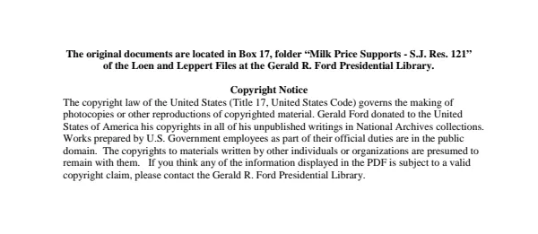 Milk Price Supports - S.J. Res. 121