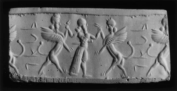 Cylinder Seal with a Contest Scene and an Inscription