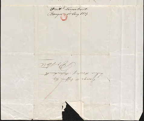 Fred Lambert to George Coffin, 15 August 1839