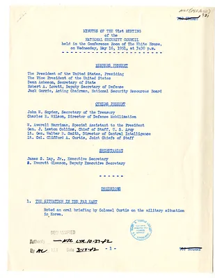 Minutes of the Ninety-First Meeting of the National Security Council