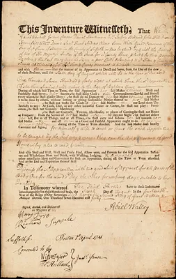 Mary Anne LePierre indentured to apprentice with Abiel Walley of Boston, 6 August 1740