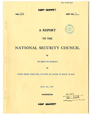National Security Council Report 48/3, Report to the National Security Council by the Executive Secretary on United States Objectives, Policies, and Courses of Action in Asia