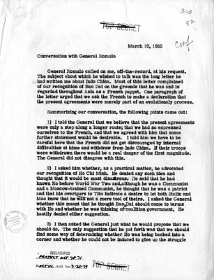 Memorandum of Conversation with Secretary of State Dean Acheson and General Carlos P. Romulo
